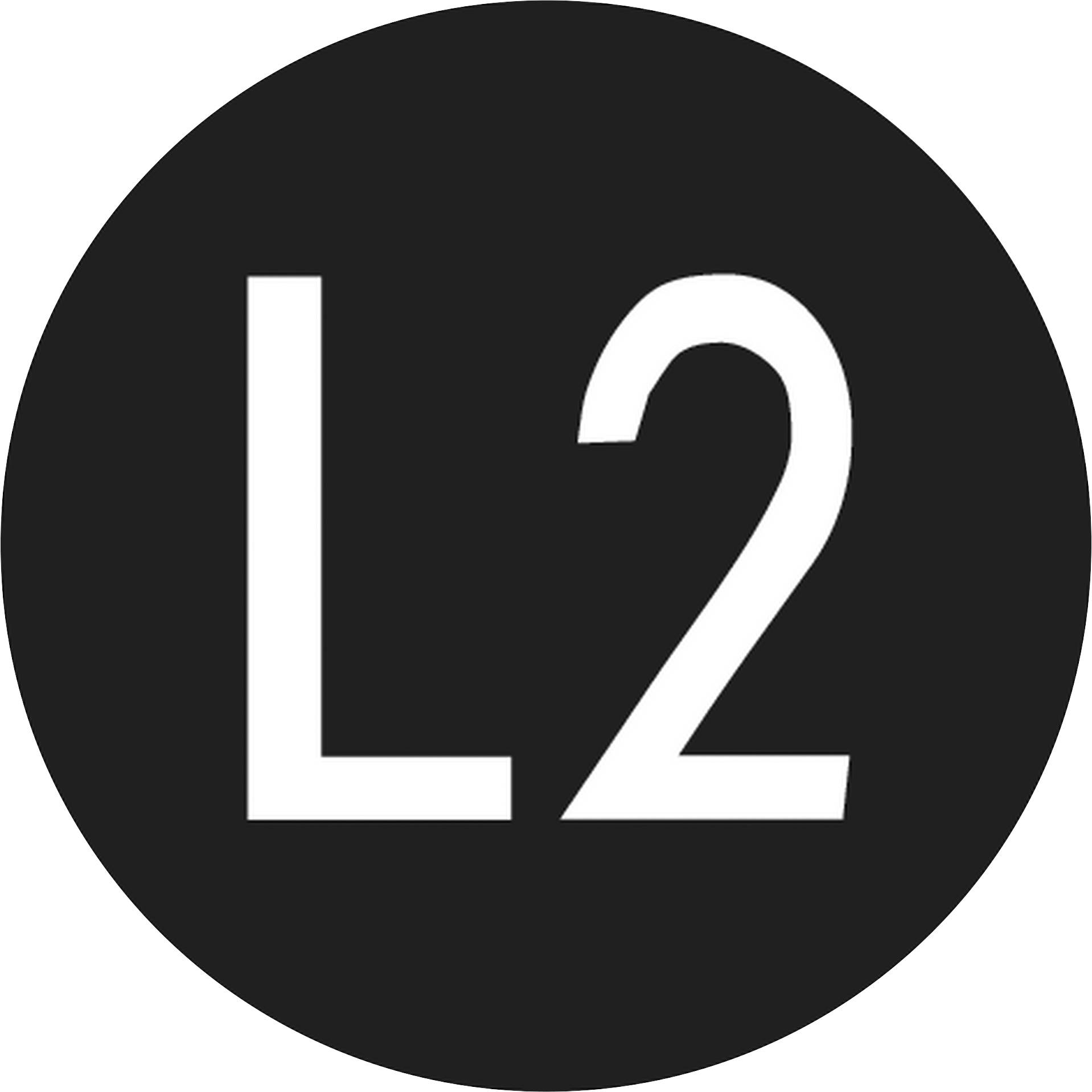 Black circle with white text 