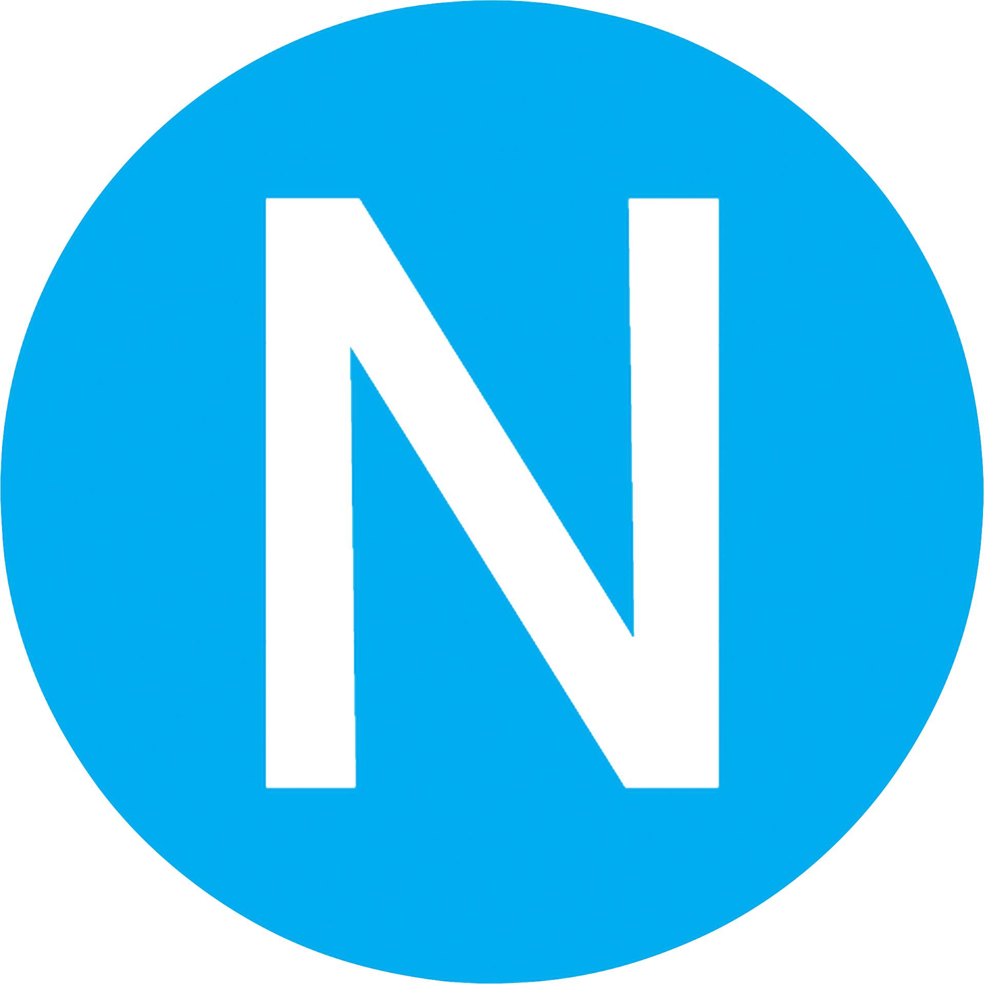 A blue circle with a white letter 'N' in the centre.