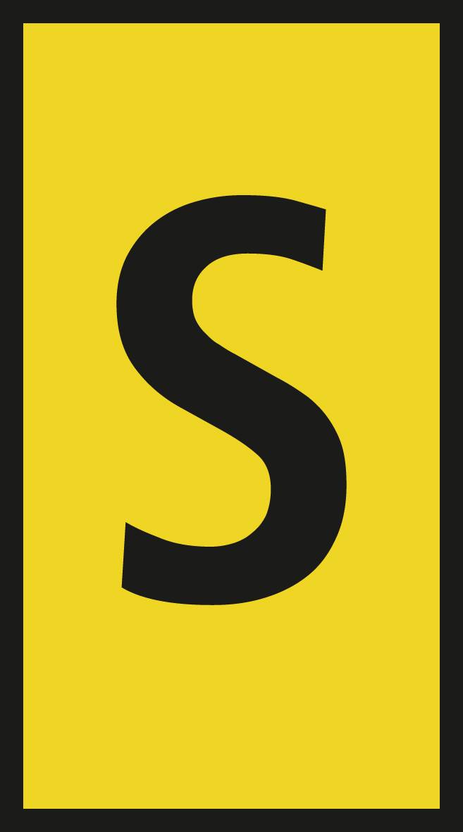 Large black 'S' on a yellow background.