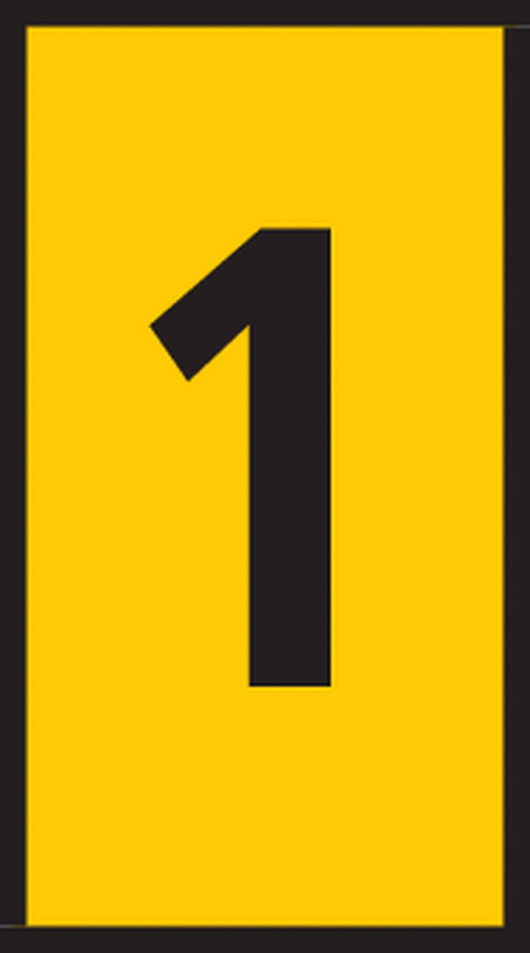 A yellow rectangle with the black number '1' in the centre.