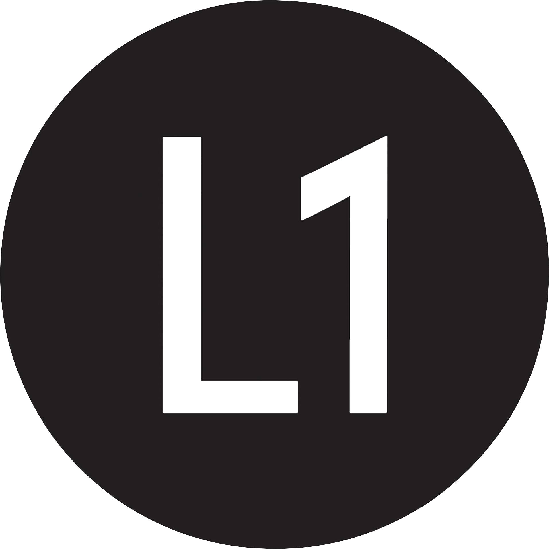 Logo with L1 inscription in white on a black circle.