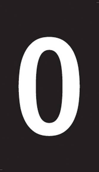 A white number '0' on a black background.
