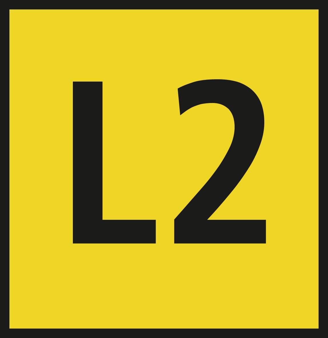 The image shows a yellow square with the black inscription 'L2' in the centre.
