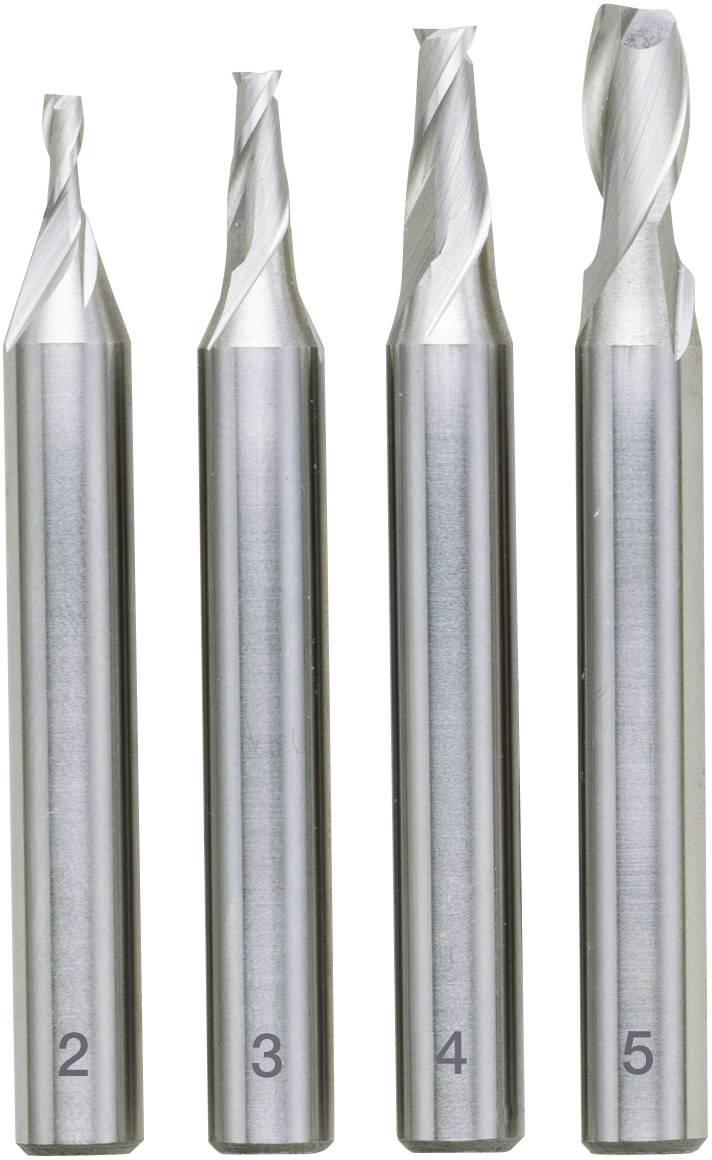 Four straight-shanked milling cutters with different tips. Numbers 2, 3, 4 and 5 denote the cutters.