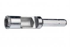 Metal hollow drill bit with SDS shank, suitable for precise drilling in tensile materials. Side view with visible cutting edge.