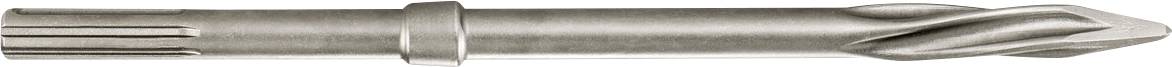 Multi-bladed metal tool with spiral and groove design, used for cutting or drilling in metalworking applications.