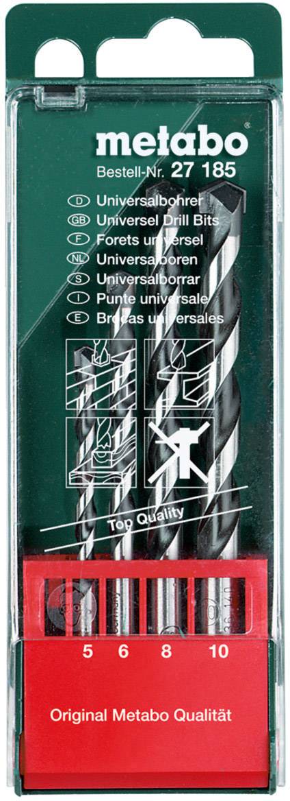 Metabo Drill Set, Order No. 27 185, contains 5 universal drill bits in various sizes from 4 to 10 mm, Original Metabo Quality.