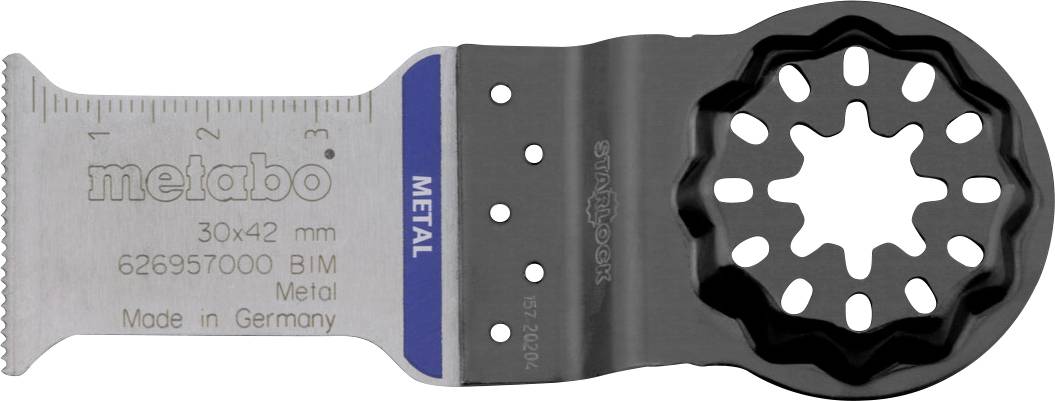 Metal saw blade by Metabo, 32x45 mm, Swiss Made, with snap-in lock. Suitable for precise metal cutting.