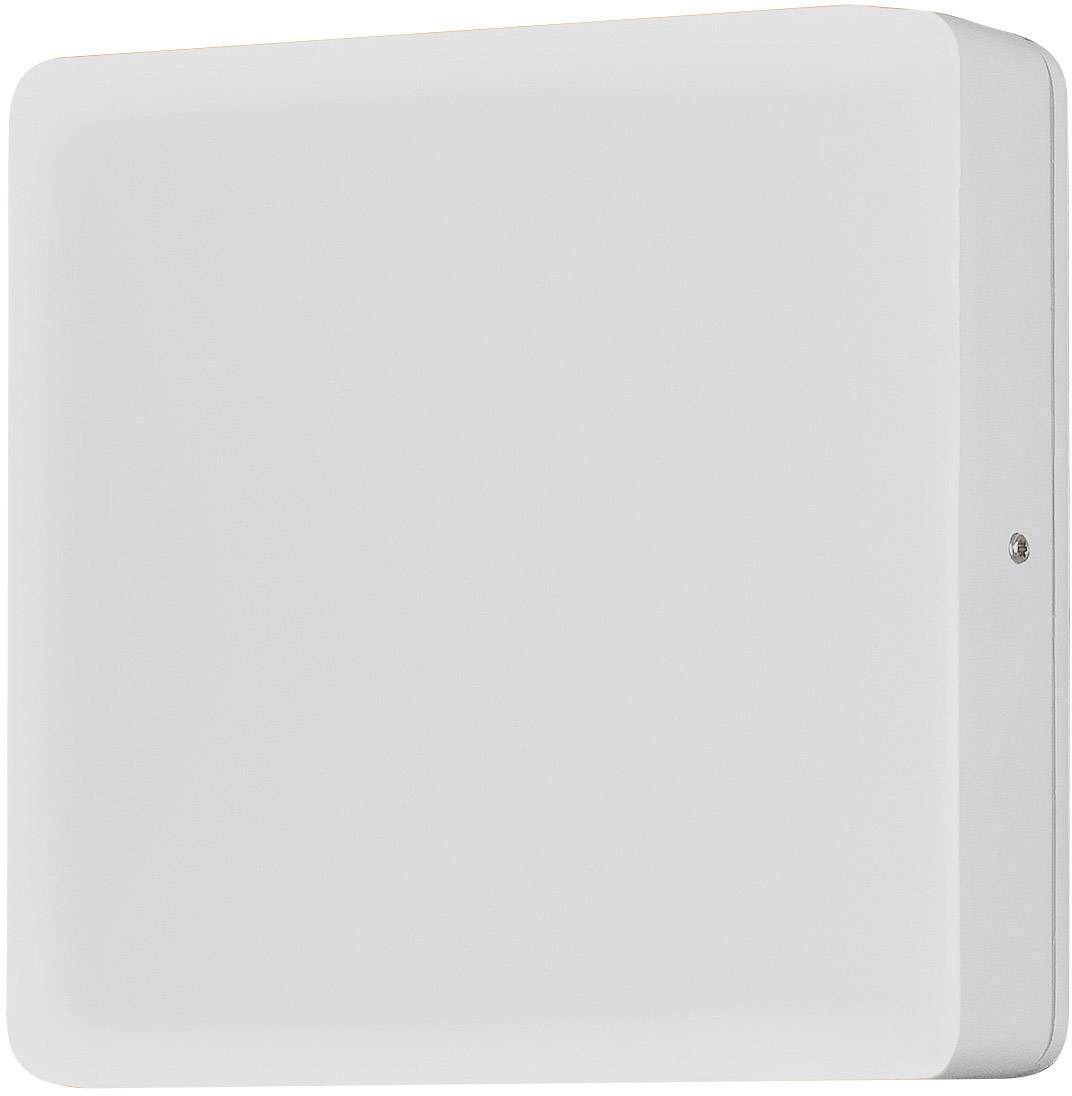 A square, white LED wall light with rounded corners, side-mounted screw, and a matte finish. Suitable for contemporary interiors.