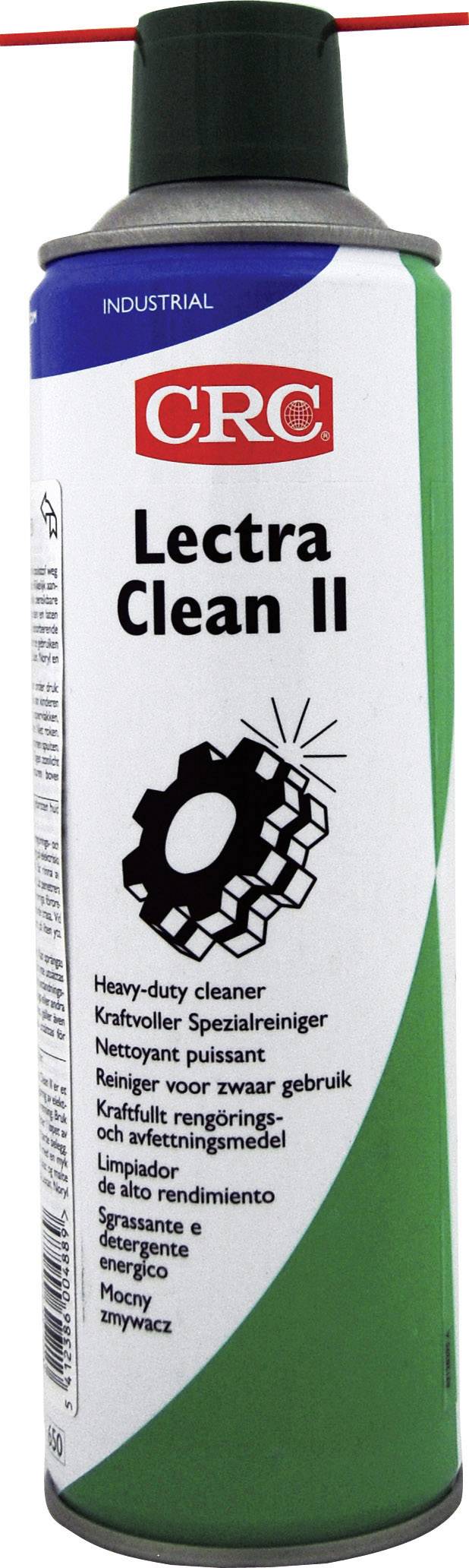 Aerosol can with green and white label and red and white CRC logo. Label reads: 'Lectra Clean II'. Industrial degreaser for heavy-duty cleaning.