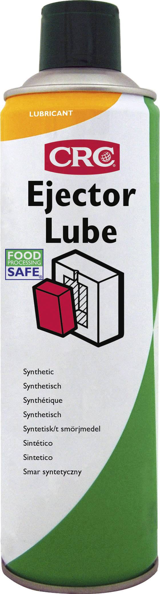 'CRC Ejector Lube', a green spray can marked 'Food Safe', displays a graphic of an ejector. Synthetic lubricant.
