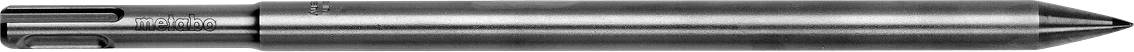 A silver metal stylus pen shown horizontally on a white background, with a pointed tip and clip near the top.