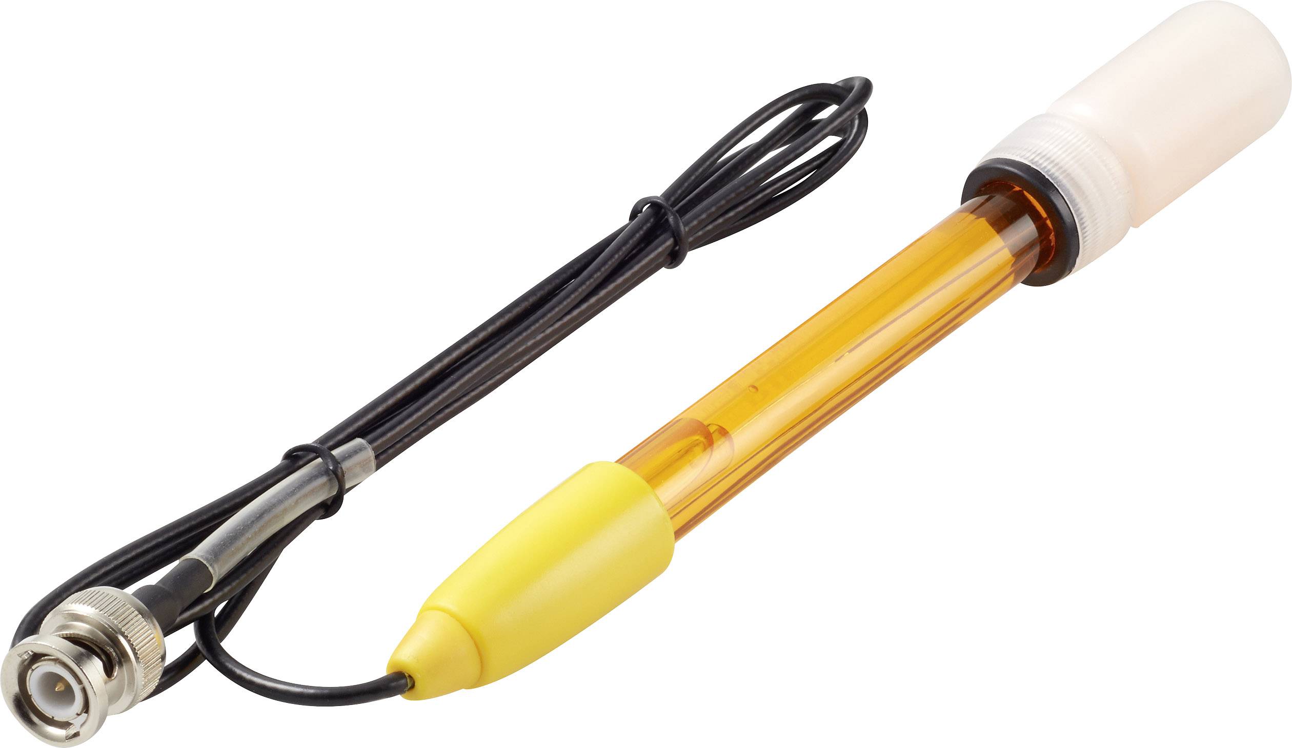 A pH metre with a yellow electrode and black cable, suitable for measuring the pH value in liquids.