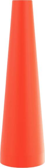 A bright orange traffic cone on a white background.