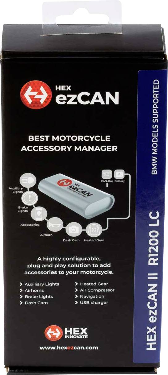 HEX ezCAN 4-chan CAN bus device manager Compatible with: BMW (Motorrad) 76 mm x 30 mm x 16 mm incl. micro-USB port