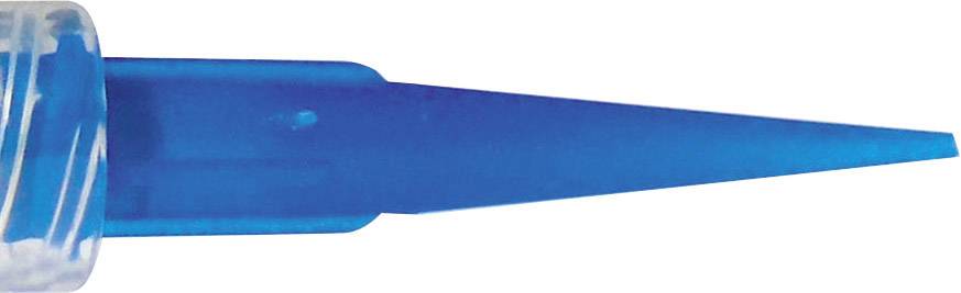 'Close-up of a blue pipette tip'; scientific laboratory equipment for precise liquid collection and dispensing.