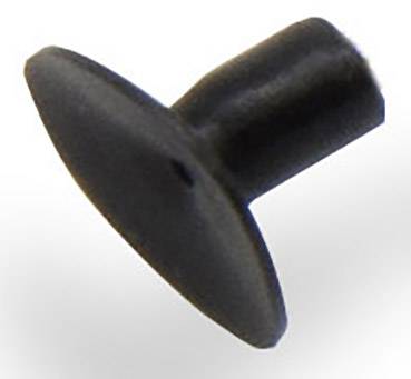 Black rubber piece, round with a cylindrical protrusion, presumably a seal or stopper for technical use.