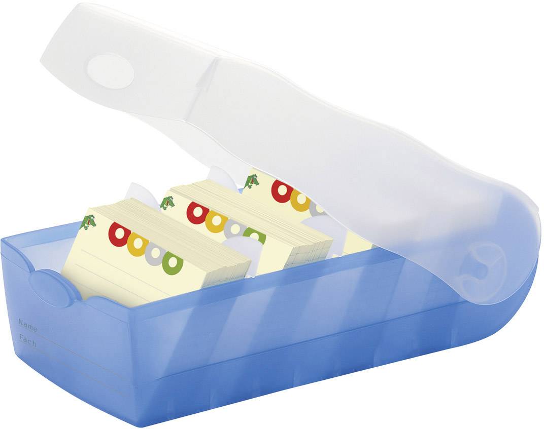HAN CROCO 997-643 Card index box Blue, Translucent No. of cards (max.): 900 cards A7 landscape incl. 100 ruled cards