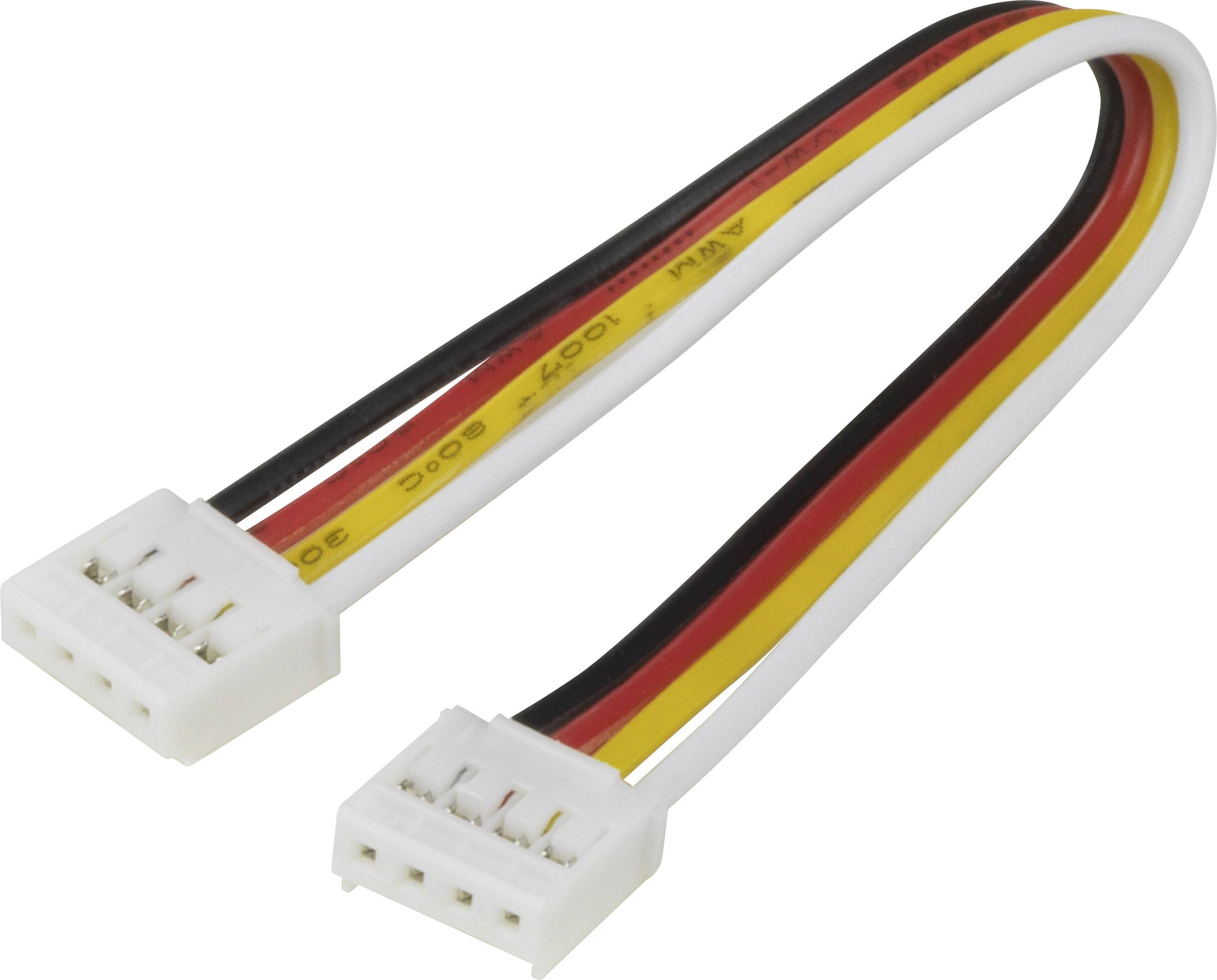 4-pin Molex connector with yellow, red, black and white wire.