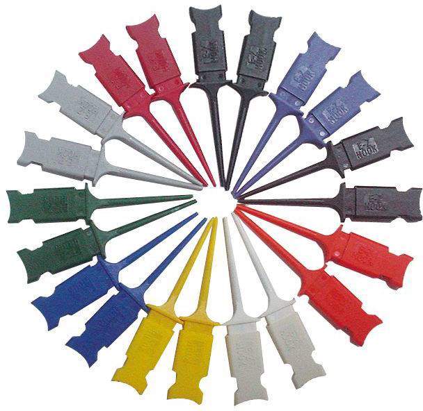 Multicoloured set of plastic wedges arranged in a circular formation.
