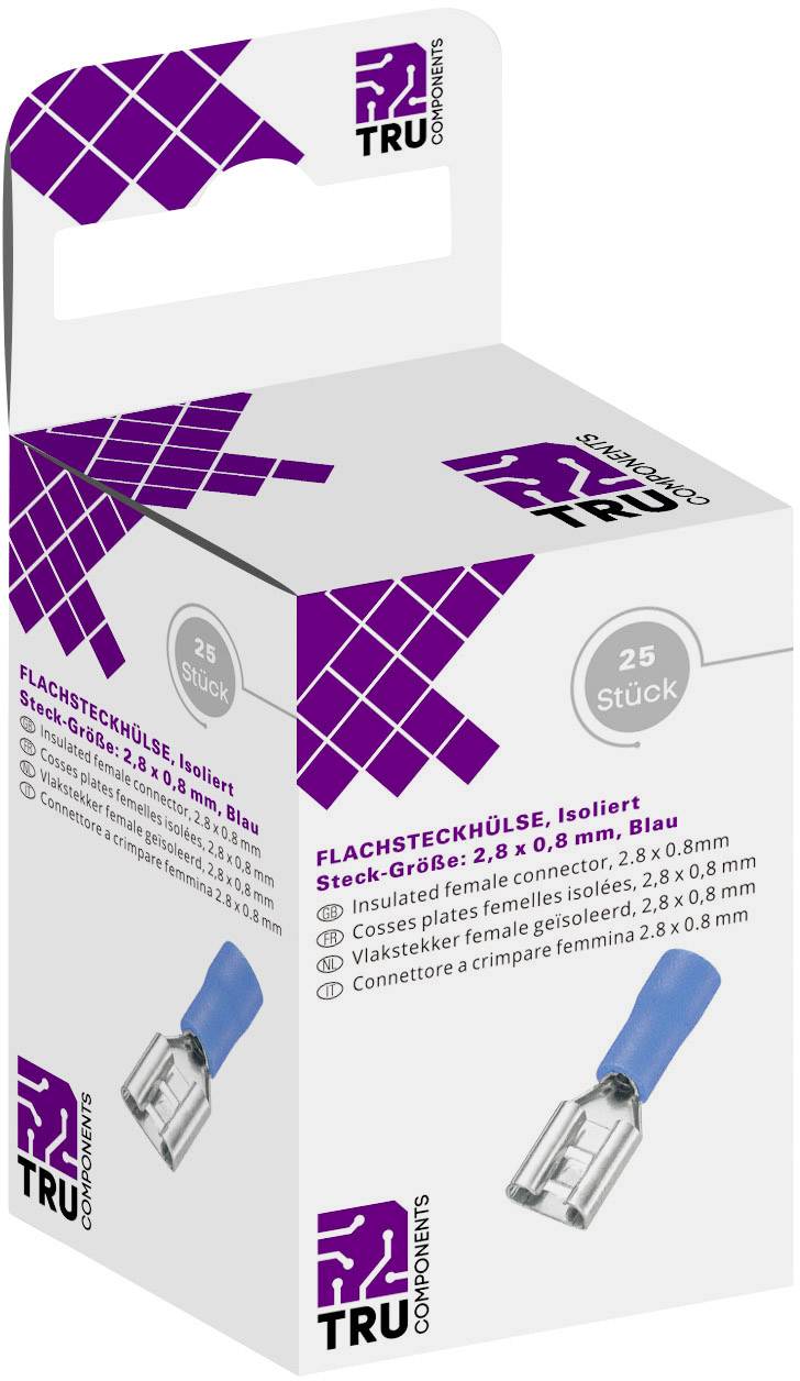 TRU COMPONENTS T1904C041 Blade receptacle set Connector width: 2.80 mm Connector thickness: 0.80 mm 180 ° Partially insulated