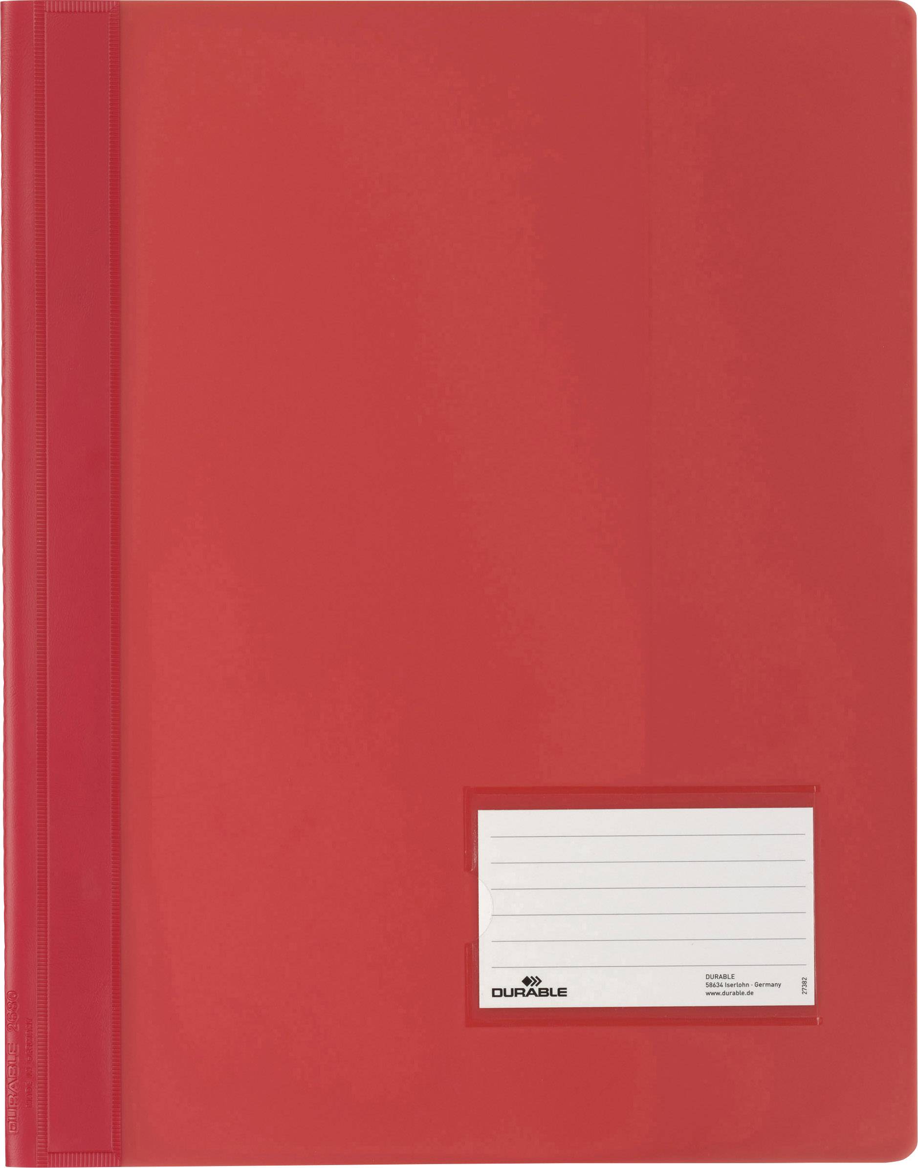 Durable DURALUX 268003 Manila folder Red A4+ Label holder (97 x 57 mm), Tear protection, Inside compartment (back)