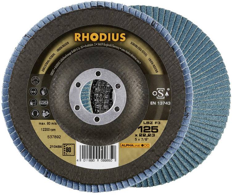 Grinding disc, brand 'RHODIUS', model number 537892, maximum 80 m/s, diameter 125 mm, for metalworking.