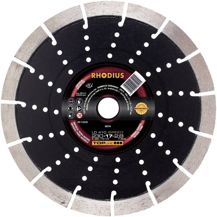 Rhodius 303716 LD410 SPEED Diamond cutting disc Diameter 230 mm Bore diameter 22.23 mm Natural stone 1 pc(s)