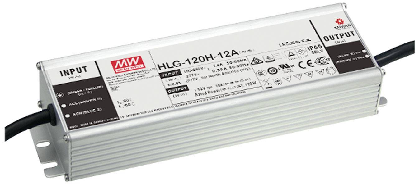 MW Mean Well HLG-120H-24AB LED driver Constant voltage 120 W 2.5 - 5 A 22 - 27 V DC dimmable, 3-in-1 dimmer, adjustable, PFC