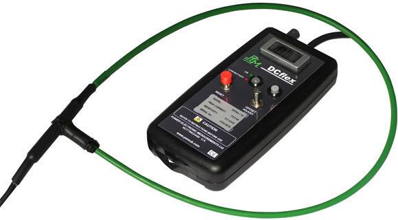 Verification meter with digital display and green cable, for measuring voltage drops in electrical systems.