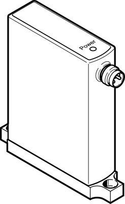 Technical diagram of a rectangular electronic device with a connector and 'Power' indicator on the top surface.