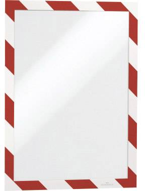 Rectangular mirror with red and white diagonal stripes on the frame, typical for safety or warning purposes in industrial environments.