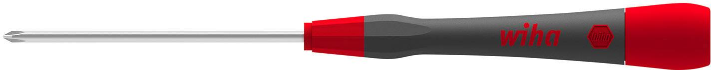 Screwdriver with red handle, silver blade and black head; suitable for cross-head screws; brand name on handle.