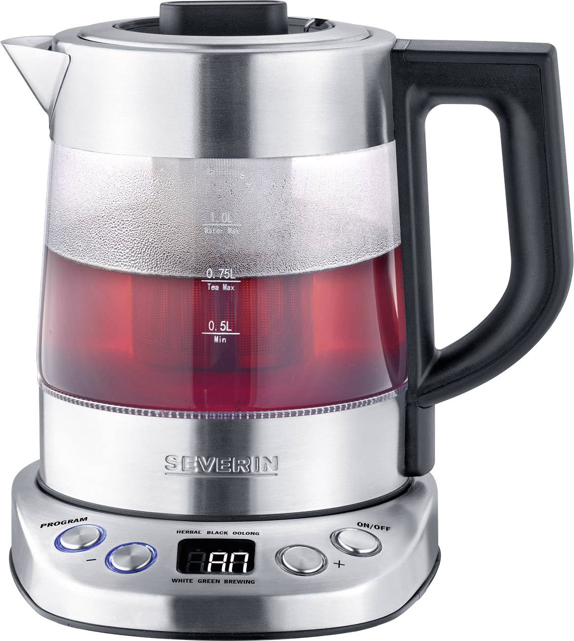 Severin WK 3473 Tea maker Glass, Stainless steel