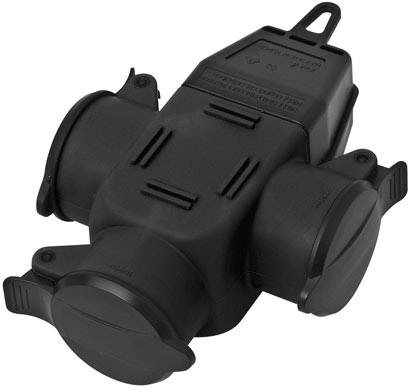 interBär 9007-004.01 3-way connector Rubber 230 V Black IP44