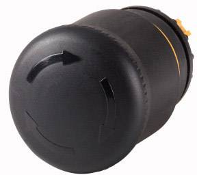 Black round rotary switch with arrows indicating the direction of rotation. Suitable for manual control of devices or machines.