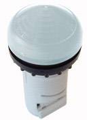 A cylindrical, mint green lamp with a clear casing and a black band in the middle. Commonly used in safety systems.