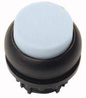 A round, blue push button with a black casing, likely for electronic devices or machine controls.