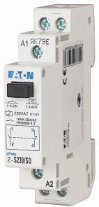 A contactor from Eaton with model number Z-S230/SO, showing connections and switching symbols. Predominantly for electrical engineering applications.