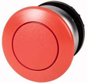 Red emergency stop button, round. Used for quick machine shutdown in emergency situations.