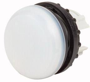 A round, white push button on a black base, commonly used for electrical circuits.