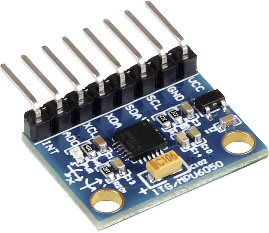 Integrierte Schaltung auf Leiterplatte mit mehreren Pins, typischerweise verwendet in elektronischen Projekten für Sensorenanwendungen.