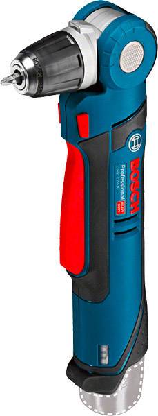 A blue and red Bosch cordless angle drill, ergonomically shaped, suitable for hard-to-reach places.