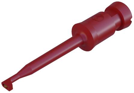 Red isolated test probe accessory for electrical measurements, showing an elongated design with a flat end and a handle.