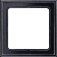 A black, square picture frame with an empty, white inner surface.