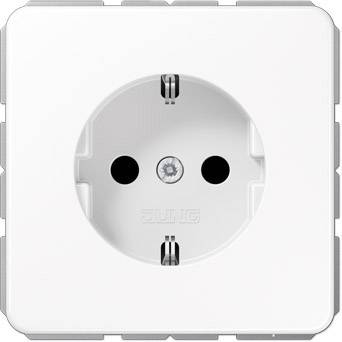 White European socket on a wall, without connected cables or devices.
