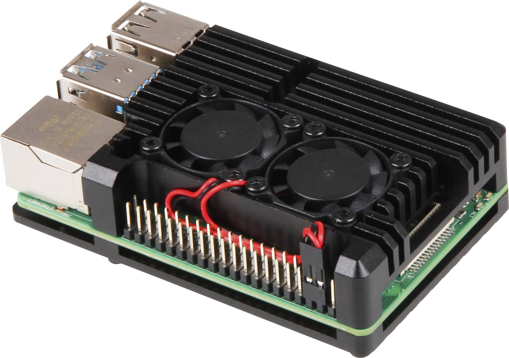 Joy-it Armor Case BLOCK ACTIVE SBC housing Compatible with (development kits): Raspberry Pi® Active cooling Black