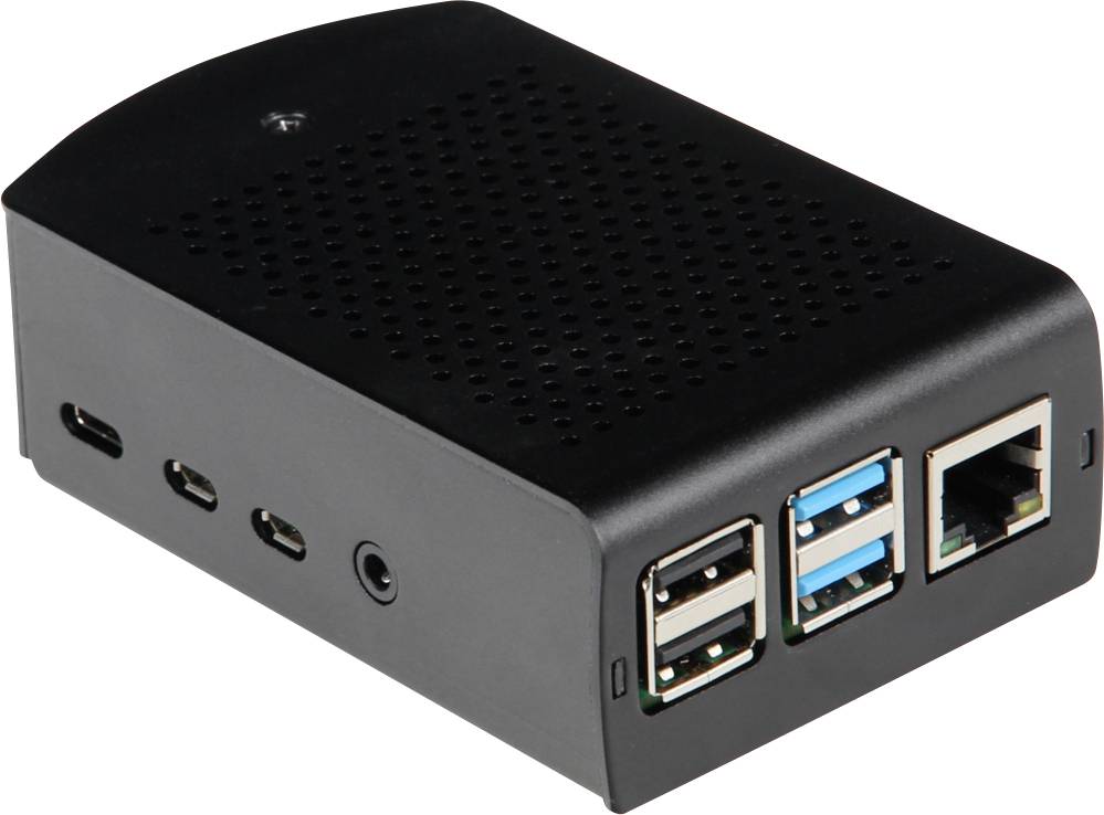 Joy-it rb-alucasep4+06 SBC housing Compatible with (development kits): Raspberry Pi® Mounting brackets Black