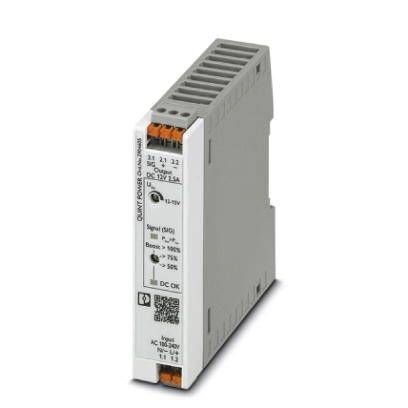 Industrial electronics module with 'QUINT-DIODE' label, interfaces and technical specifications on the side.