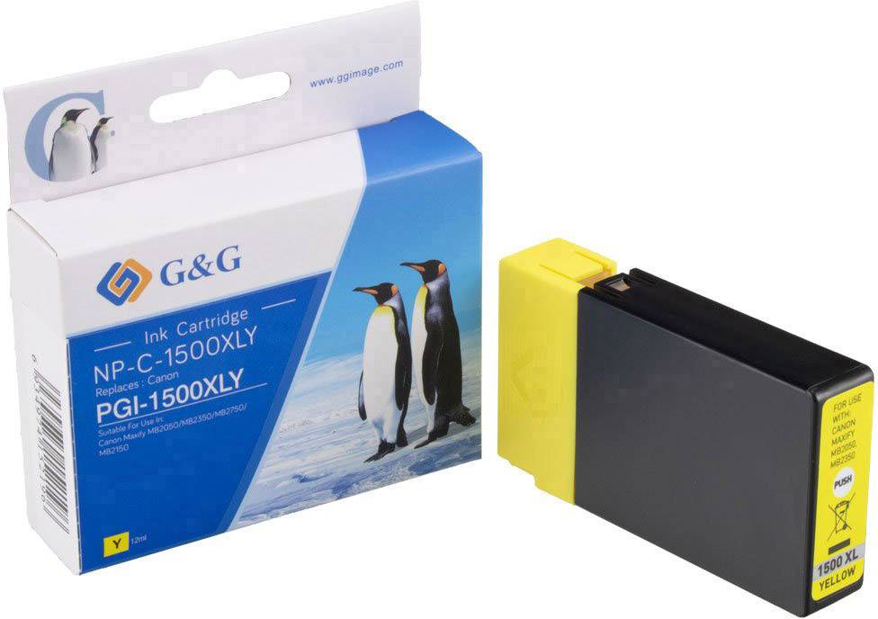 G&G Ink cartridge replaced Canon PGI-1500Y XL Compatible Yellow NP-C-1500XLY 1C1500Y